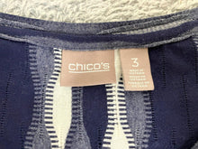 Load image into Gallery viewer, Chicos Shirt Womens 3 Extra Large Navy Blue White Textured Tank Oversized Blouse
