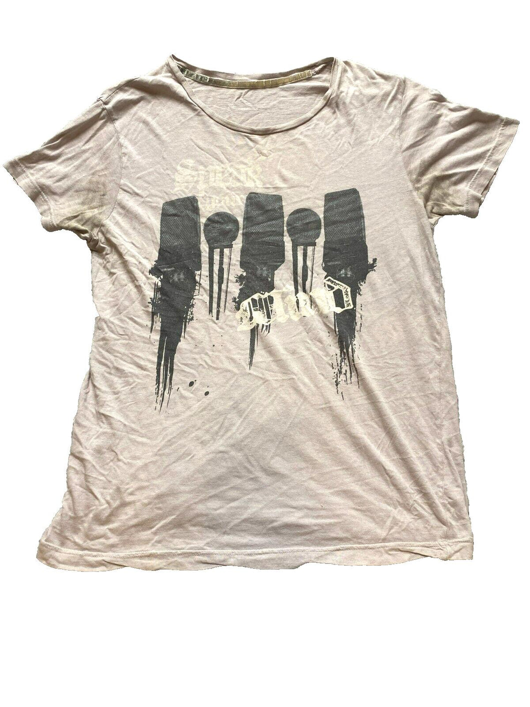 Microphone Shirt Adult Medium Ice Gray Speak Your Mind Streetwear Pullover Mens