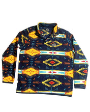 Load image into Gallery viewer, Massive Outdoor Sweater Adult Medium Blue Fleece Snaps Aztec Oversized Mens
