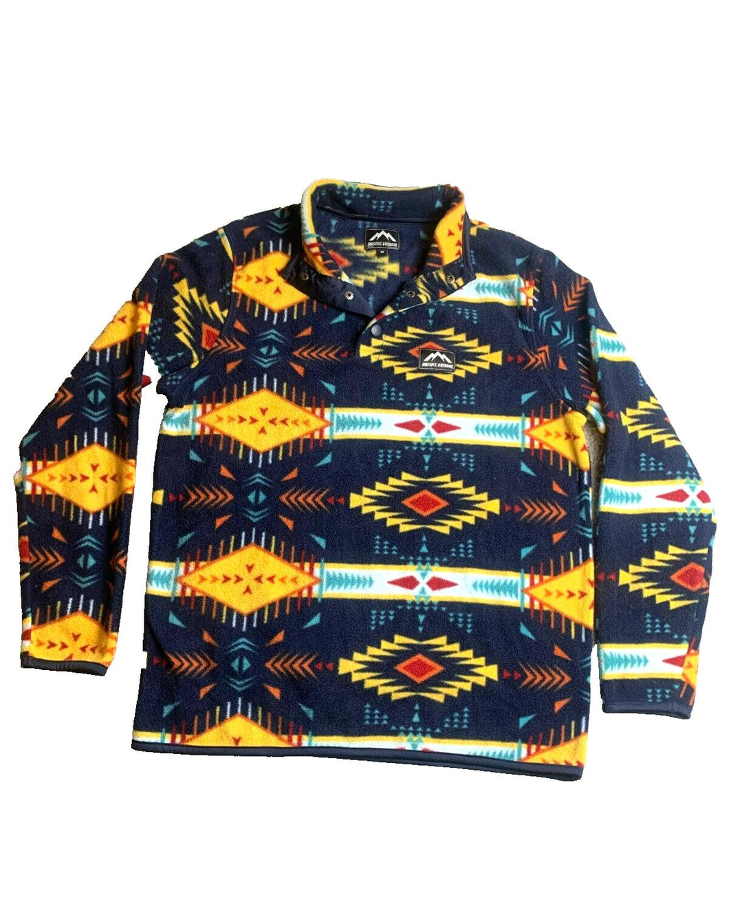Massive Outdoor Sweater Adult Medium Blue Fleece Snaps Aztec Oversized Mens