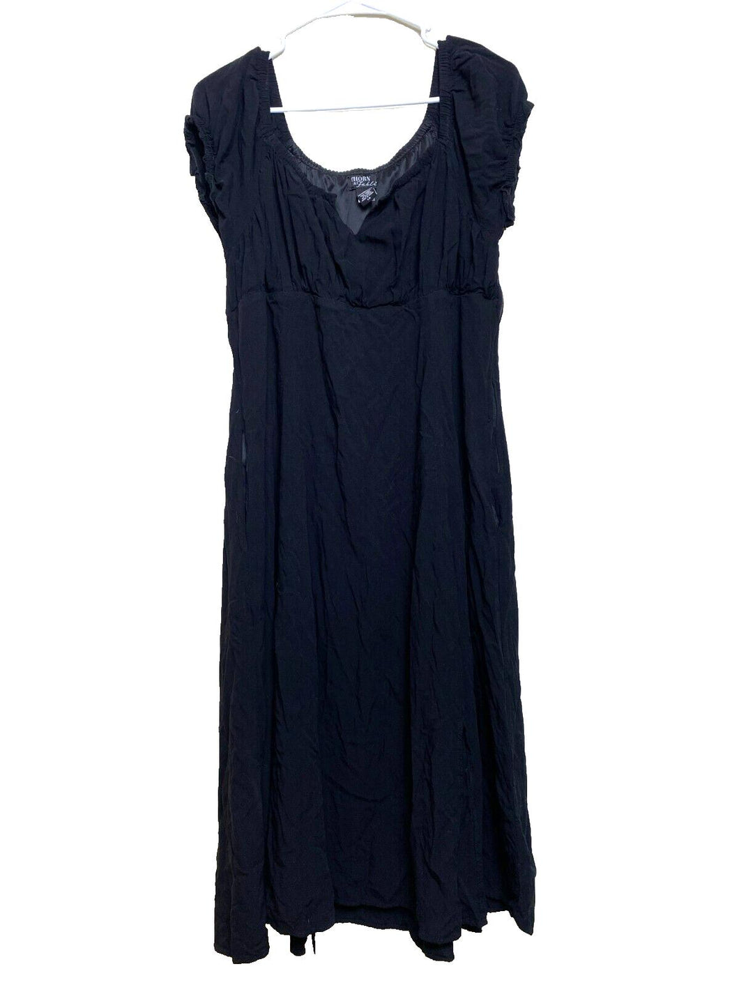 Hot Topic Thorn & Fable Dress Womens Large Black Sheath Boho Rayon Pockets Lady