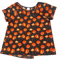 Load image into Gallery viewer, CAbi Shirt Womens Medium Black Vermillion AOP Flanders Poppy Boxy Split Boho
