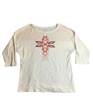 Load image into Gallery viewer, Pendleton Shirt Womens Medium Ivory Cross Aztec Woolen Mills Oversized Ladies
