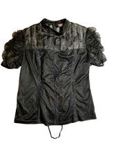Load image into Gallery viewer, Scarlett Dakness Shirt Womens 2XL Black Sheer Lace Trim Renaissance Goth Nylon
