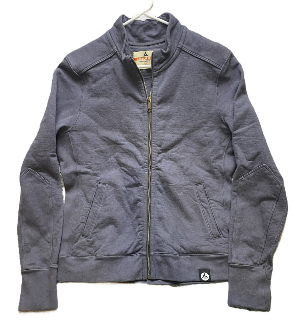 American Giant Jacket Womens Extra Large Gray Full Zip Mock Neck Fleece USA Moto