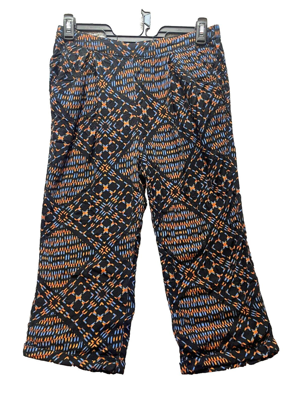 Free People Pants Womens Small (32x19) Black Geometric Capri Cropped Ladies