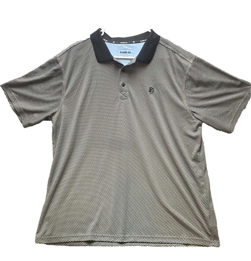 RANK 45 Shirt Adult Medium Gray Embroidered Logo Preppy Casual Golf Polo Mens