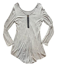 Load image into Gallery viewer, Soft Surroundings Shirt Womens Medium Gray 1/2 Zip Peasant Rayon Spandex Tunic
