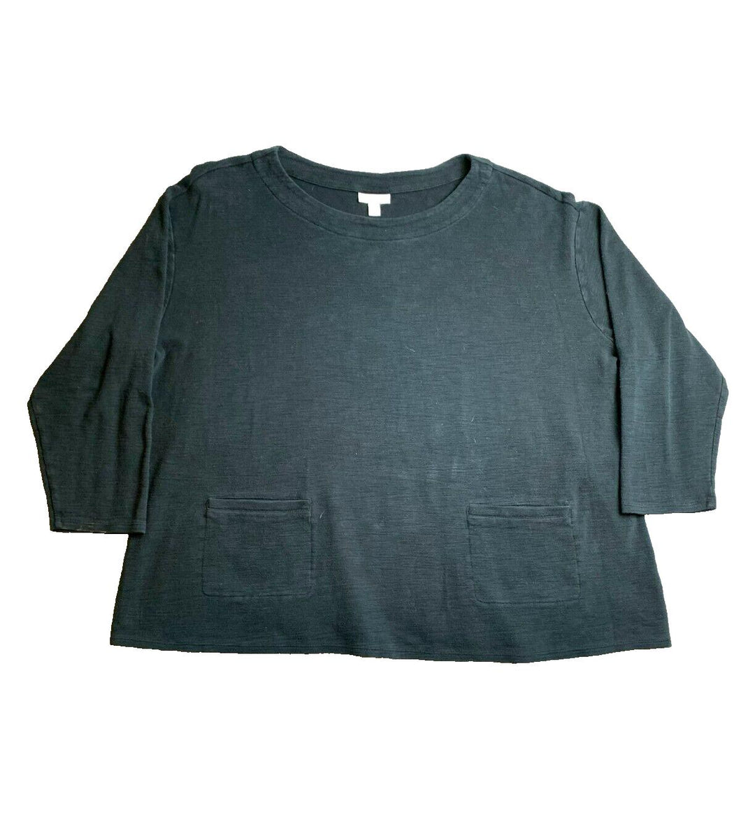 J Jill Sweater Womens 2X Forest Green Boxy Plus Pockets Outerwear Plus Ladies