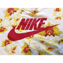 Load image into Gallery viewer, Nike Shirt Womens Large Crop Top Floral Spell Out Center Swoosh AOP Bloomcore

