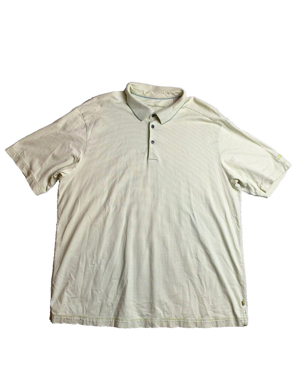 Tommy Bahama Shirt Adult Extra Large White Green Striped Preppy Golf Polo Mens