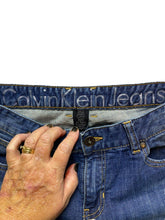 Load image into Gallery viewer, Calvin Klein Jeans 30/10 (34x20) Blue Denim Cropped Capri Cuffed Whiskered Lady
