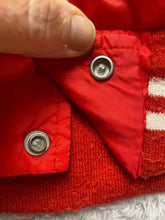 Load image into Gallery viewer, VTG Jacket Adult Medium Red Varsity Snaps Front Pockets Stripes Lined USA 70s
