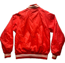 Load image into Gallery viewer, VTG Jacket Adult Medium Red Varsity Snaps Front Pockets Stripes Lined USA 70s
