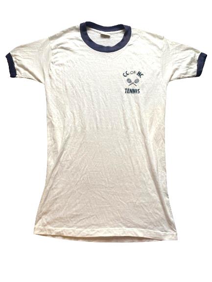 VTG Tennis Shirt Adult Large White Ringer CC of NC Single Stitch USA 70s Mens