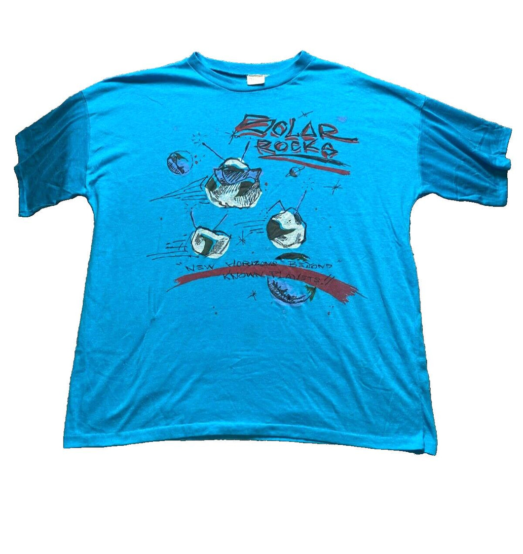 VTG Solar Rocks Shirt Adult OSFA Turquoise Single Stitch Earthcore Earthy 80s