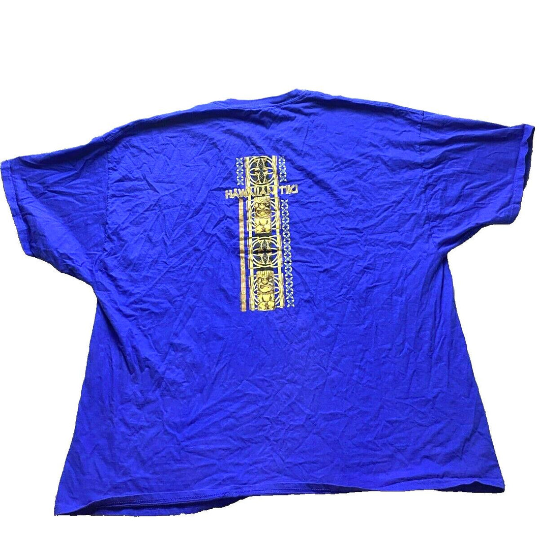 Hawaiian Tiki Shirt Adult 4XL Blue Island Motion Aloha Hawaii Streetwear Mens