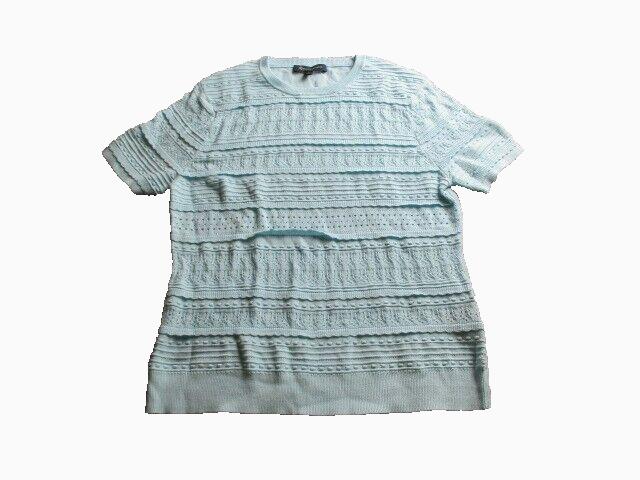 Brooks Brothers Shirt Womens Large Ruffle Knit Short Sleeve Casual Ladies