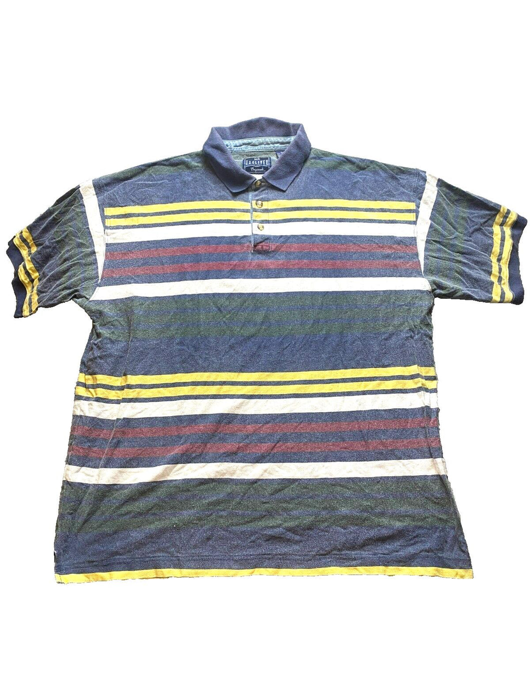 VTG JJ Oliver Shirt Adult Extra Large Navy Maroon Rugby Golf Polo 90s Mens