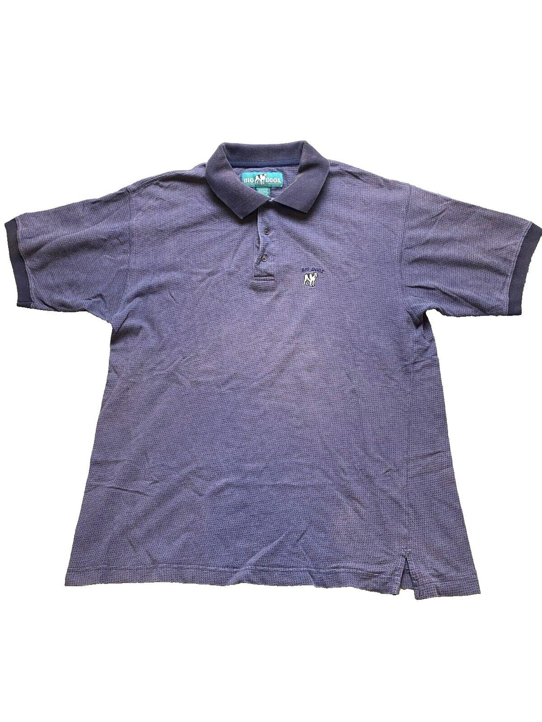 Big Dogs Shirt Adult Large Navy Blue Faded Preppy Embroidered Logo Golf Polo Men