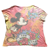 Load image into Gallery viewer, VTG Mickey Mouse Shirt Womens 2X Pink AOP Y2K Kidcore Disney Ed Hardy Style Lady
