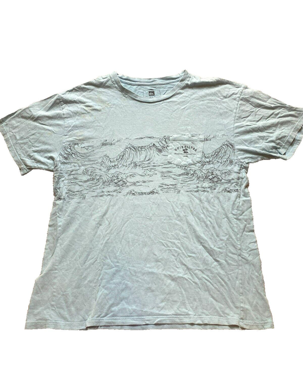 QuikSilver Shirt Adult 2XL XXL Blue Pocket Waterman Collection Surfer Surf Mens