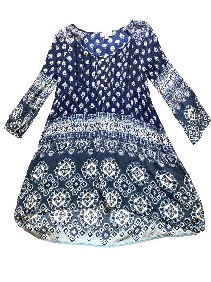 Anthropologie Altar'd State Dress Womens Small Blue Paisley Boho Lagenlook Rayon