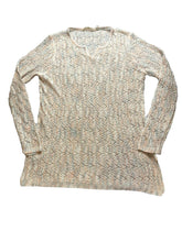 Load image into Gallery viewer, Soft Surroundings Sweater Womens Medium Peach Gray Open Knit Acrylic Nylon Lady
