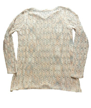 Load image into Gallery viewer, Soft Surroundings Sweater Womens Medium Peach Gray Open Knit Acrylic Nylon Lady
