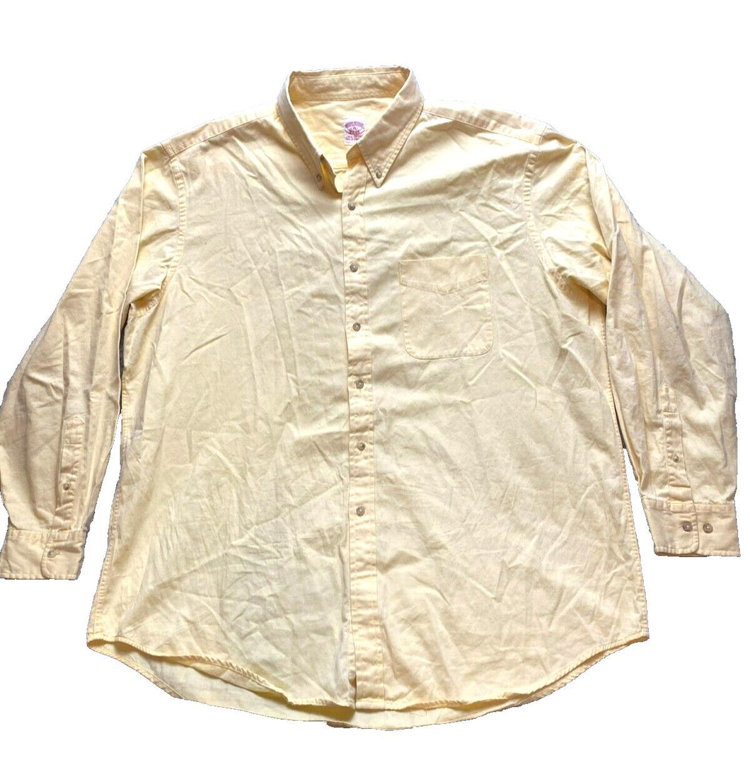 Brooks Brothers 1818 Shirt Adult Extra Large Yellow Button Up Oversized Mens