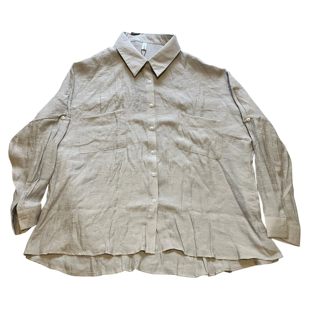 Diosun Shirt Womens Extra Large Oversized Button-Down Rayon Boxy Flowy Beach NWT