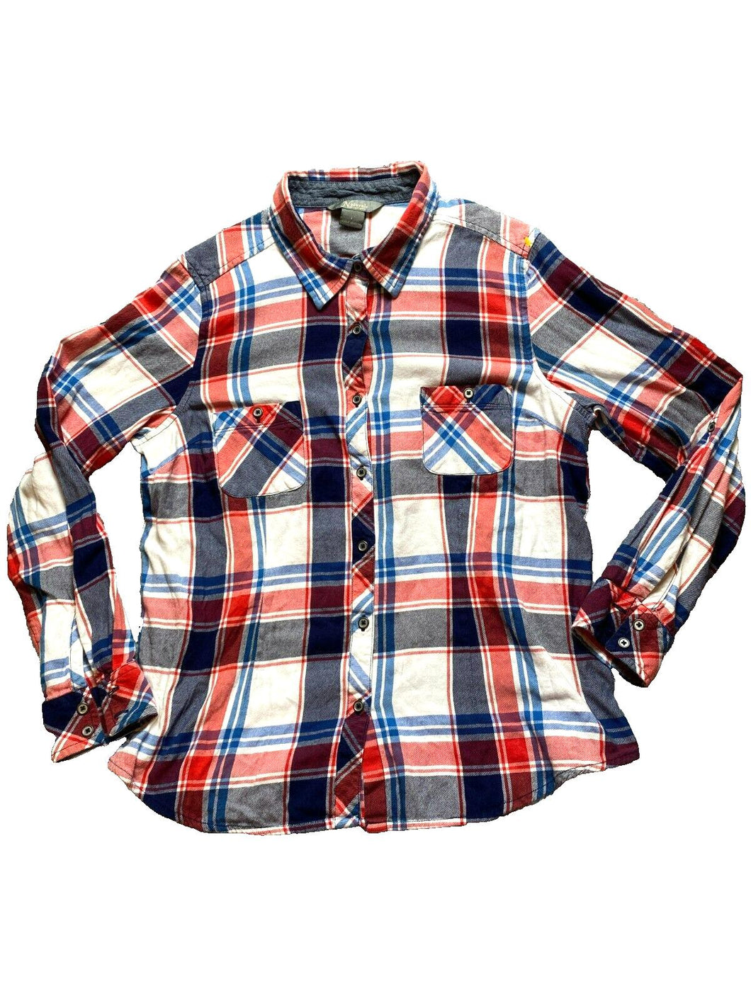 Natural Reflections Shirt Adult Large Button Up Flannel Plaid Long Sleeve Mens