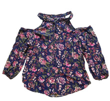 Load image into Gallery viewer, Torrid Shirt Womens 2 2X Navy AOP Floral Rayon Spandex Cold Shoulder Boho Plus
