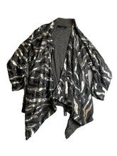 Load image into Gallery viewer, Lumiere Sweater Womens Large Black Asymmetrical Waterfall Sequins Boho Cardigan
