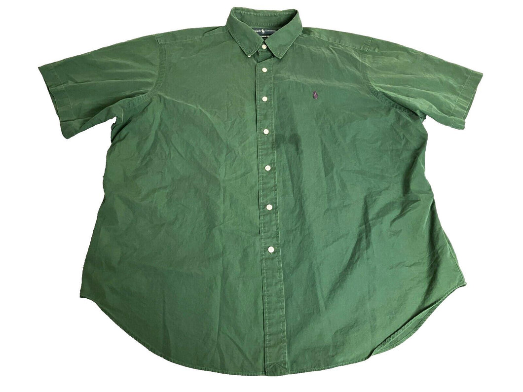 Ralph Lauren Shirt Adult 2XL XXL Green Button Up Classic Fit Purple Pony Mens