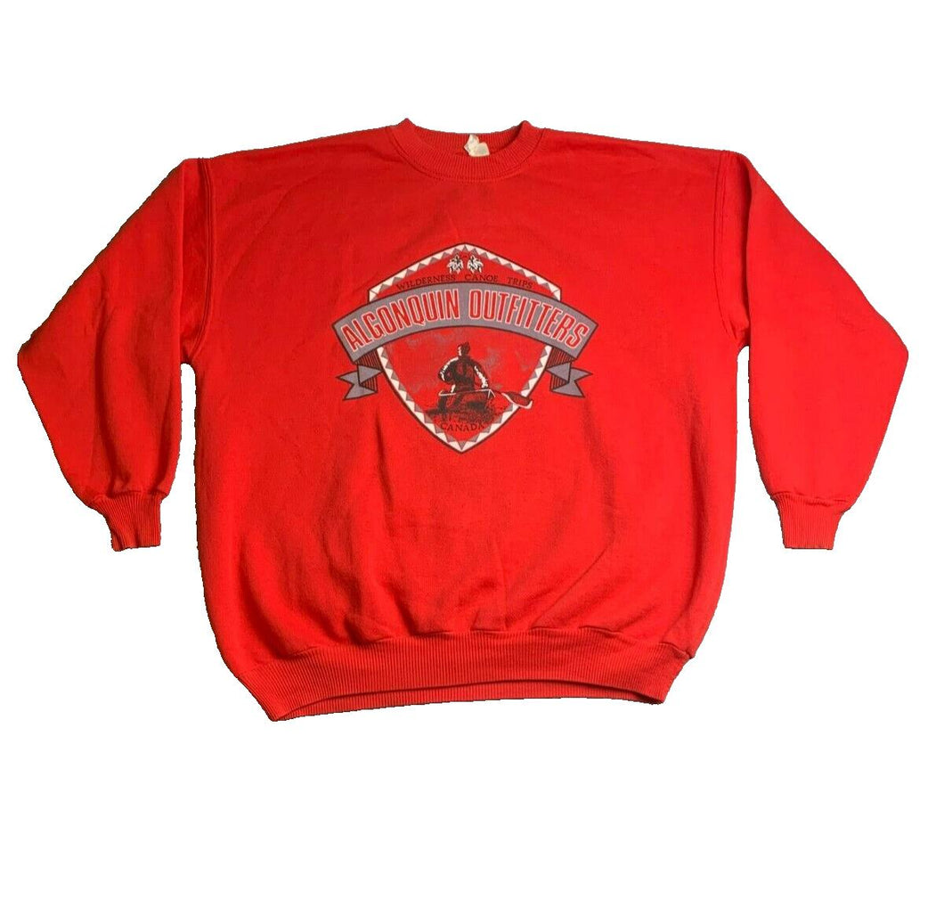 VTG Algonquin Outfitters Sweatshirt Adult One Size Sweater Canoe Canoeing 80s