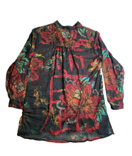 Load image into Gallery viewer, Additions by Chico Shirt Womens 2 Colorful AOP Flower Artsy Boho Oversized Indie
