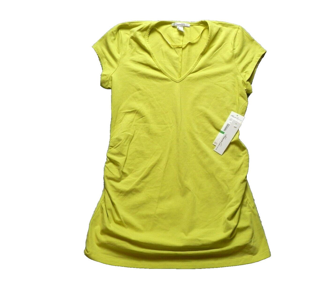 Kenneth Cole Shirt Womens Large V-Neck Plain Solid Blouse Casual Ladies NWT