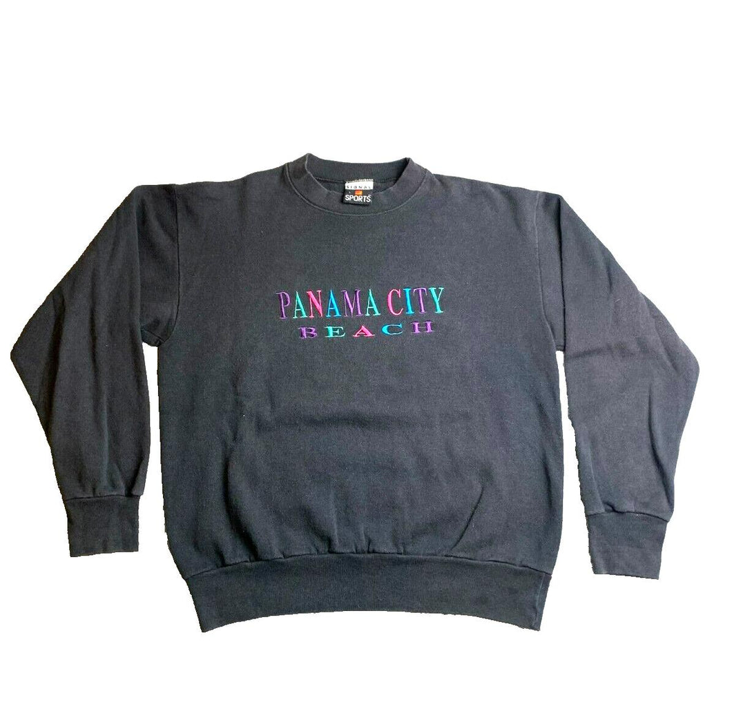 VTG Panama City Beach Sweatshirt Adult Large Black Sweater Signal Sports Mens