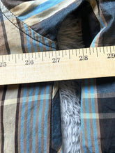 Load image into Gallery viewer, Akdmks Shirt Adult 3XL XXXL Blue Tan Plaid Button Up Suede &amp; Grommet Detail Mens
