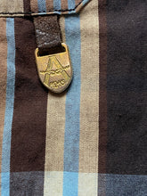 Load image into Gallery viewer, Akdmks Shirt Adult 3XL XXXL Blue Tan Plaid Button Up Suede &amp; Grommet Detail Mens
