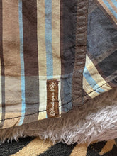 Load image into Gallery viewer, Akdmks Shirt Adult 3XL XXXL Blue Tan Plaid Button Up Suede &amp; Grommet Detail Mens
