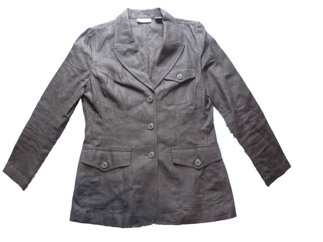 Apostrophe Jacket Womens 8 Large Single Breasted Coat Pure Linen Blazer Ladies