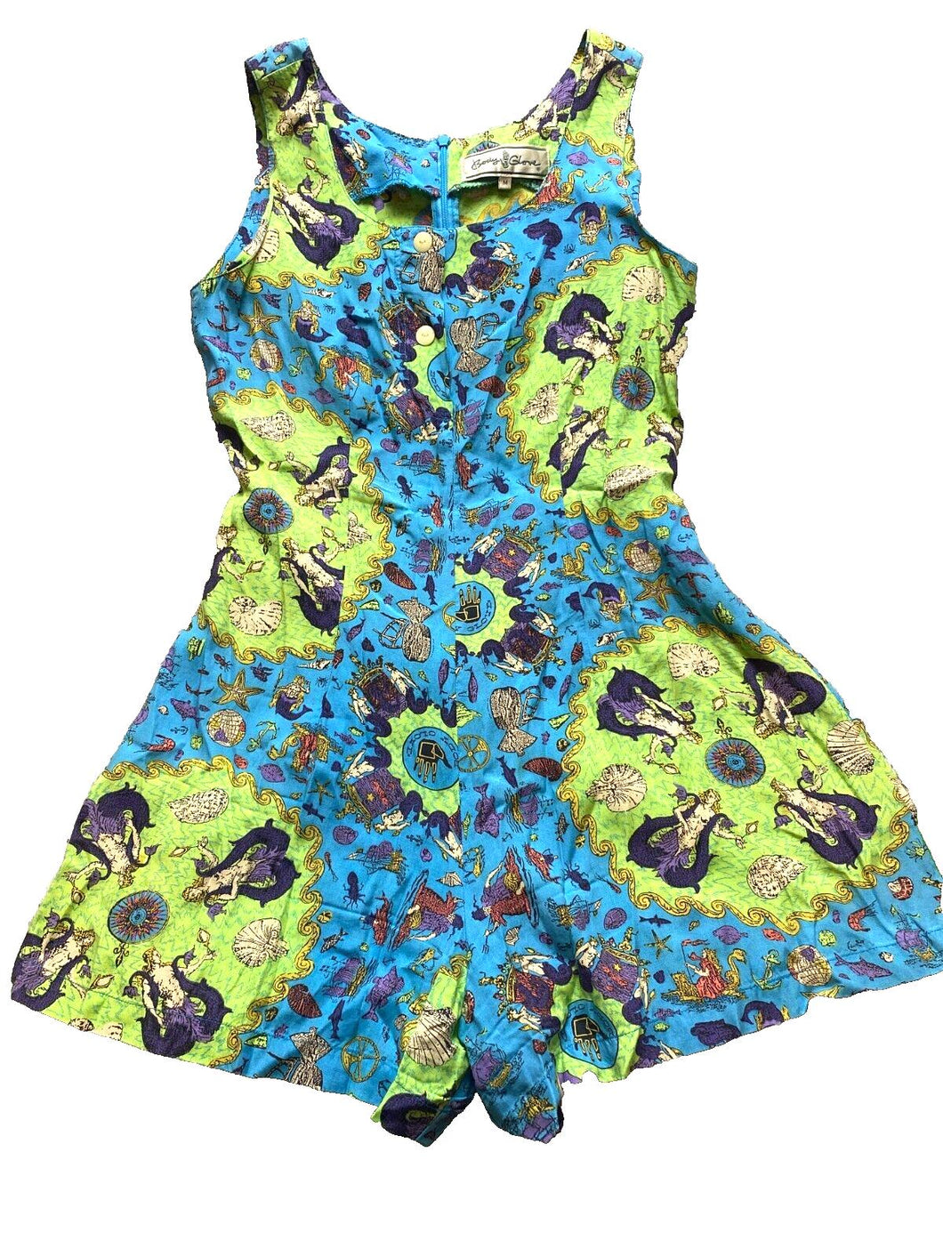 Body Glove Romper Womens Medium Green Blue Mermaidcore Seashellcore Oceanic Lady