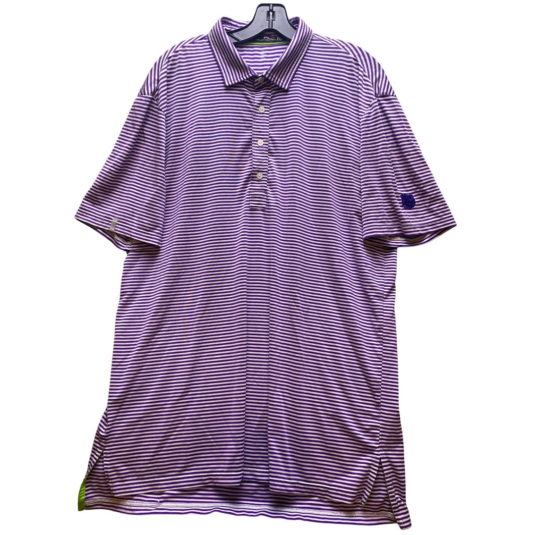 RLX Ralph Lauren Polo Shirt Mens Large Golf Striped Purple Performance Athletic