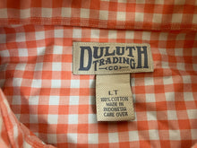 Load image into Gallery viewer, Duluth Trading Co Shirt Adult Large Tall Orange Button Up Checkered Casual Mens
