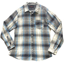 Load image into Gallery viewer, STOIC Shirt Adult Large Gray Blue Button Up Flannel Plaid Pocket Shacket Mens
