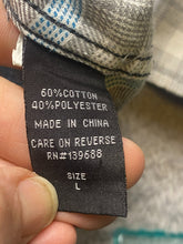 Load image into Gallery viewer, STOIC Shirt Adult Large Gray Blue Button Up Flannel Plaid Pocket Shacket Mens
