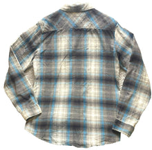 Load image into Gallery viewer, STOIC Shirt Adult Large Gray Blue Button Up Flannel Plaid Pocket Shacket Mens
