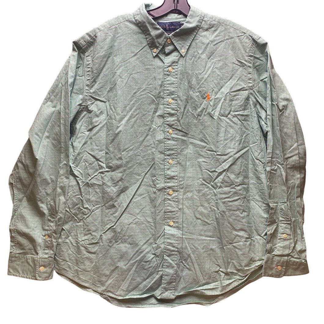 Ralph Lauren Shirt Mens 2XL Green Plaid Checkered Button Down Preppy Academia